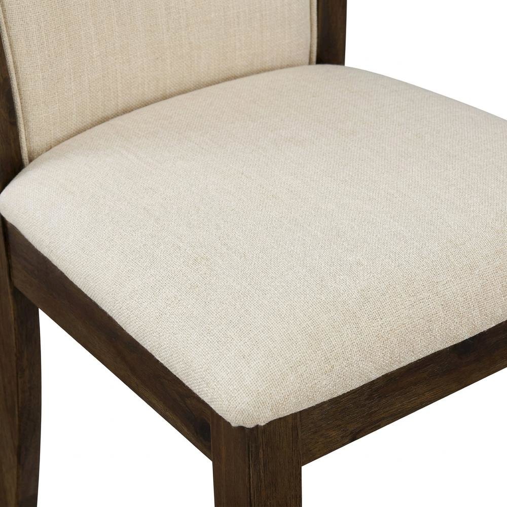 Solid Wood High-Back Linen Parsons Dining Chair, Light Beige, Set of 2