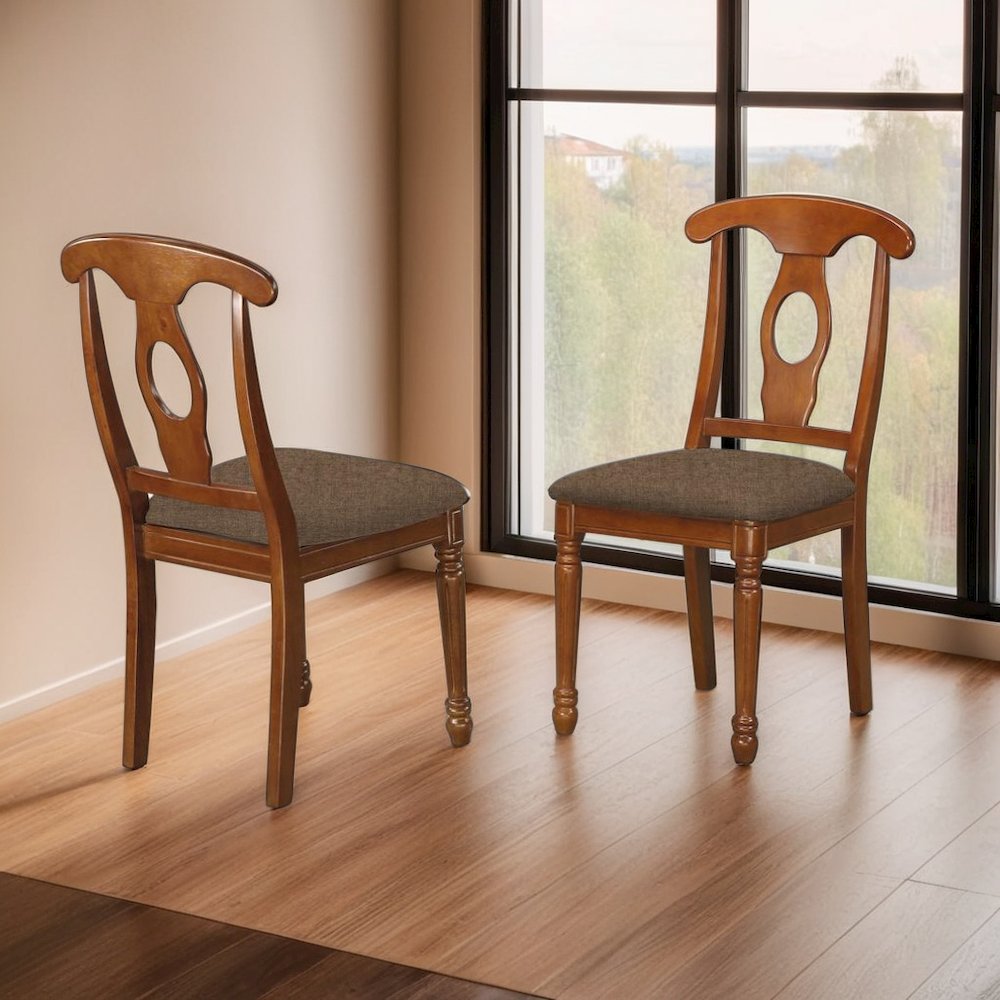 Elegant Wooden Dining Chairs with Upholstered Seat – Set of Two