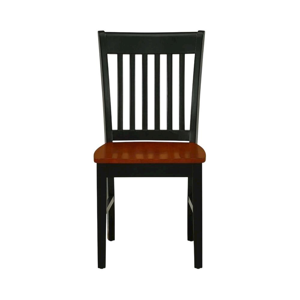 Wooden Dining Chair with Ladder Back for Kitchen or Dining Room, Black & Cherry, Set of 2