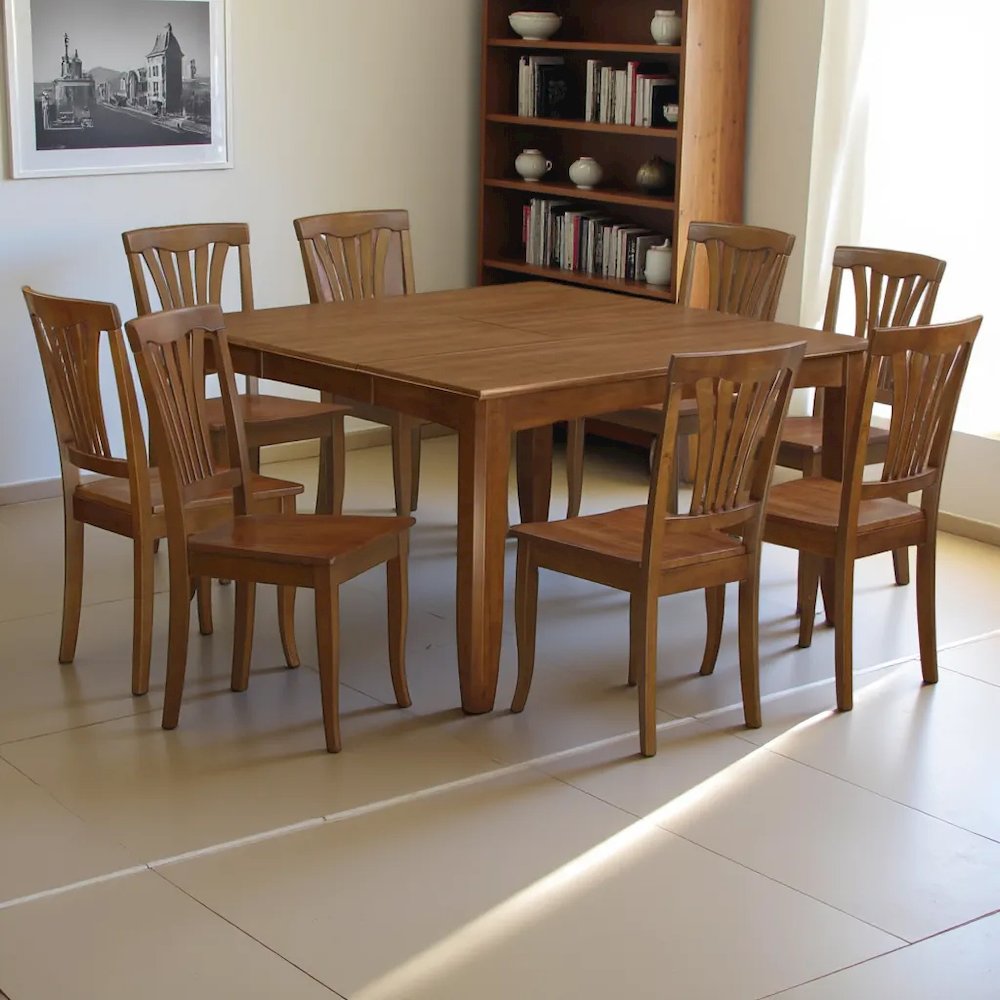 Elegant 9-Piece Dining Table Set for 8 Solid Wood Square Table & Chairs