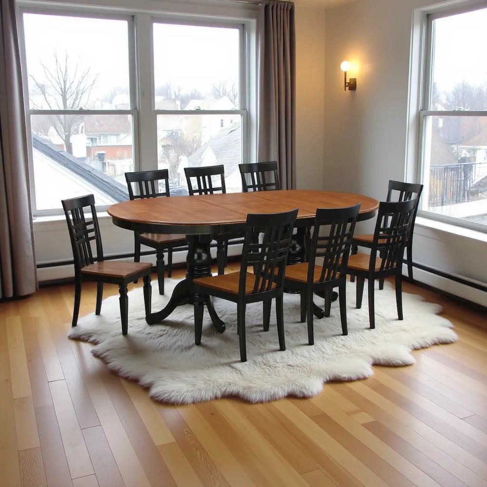 Elegant 9-Piece Dining Table Set for 8 – Black and Cherry Finish