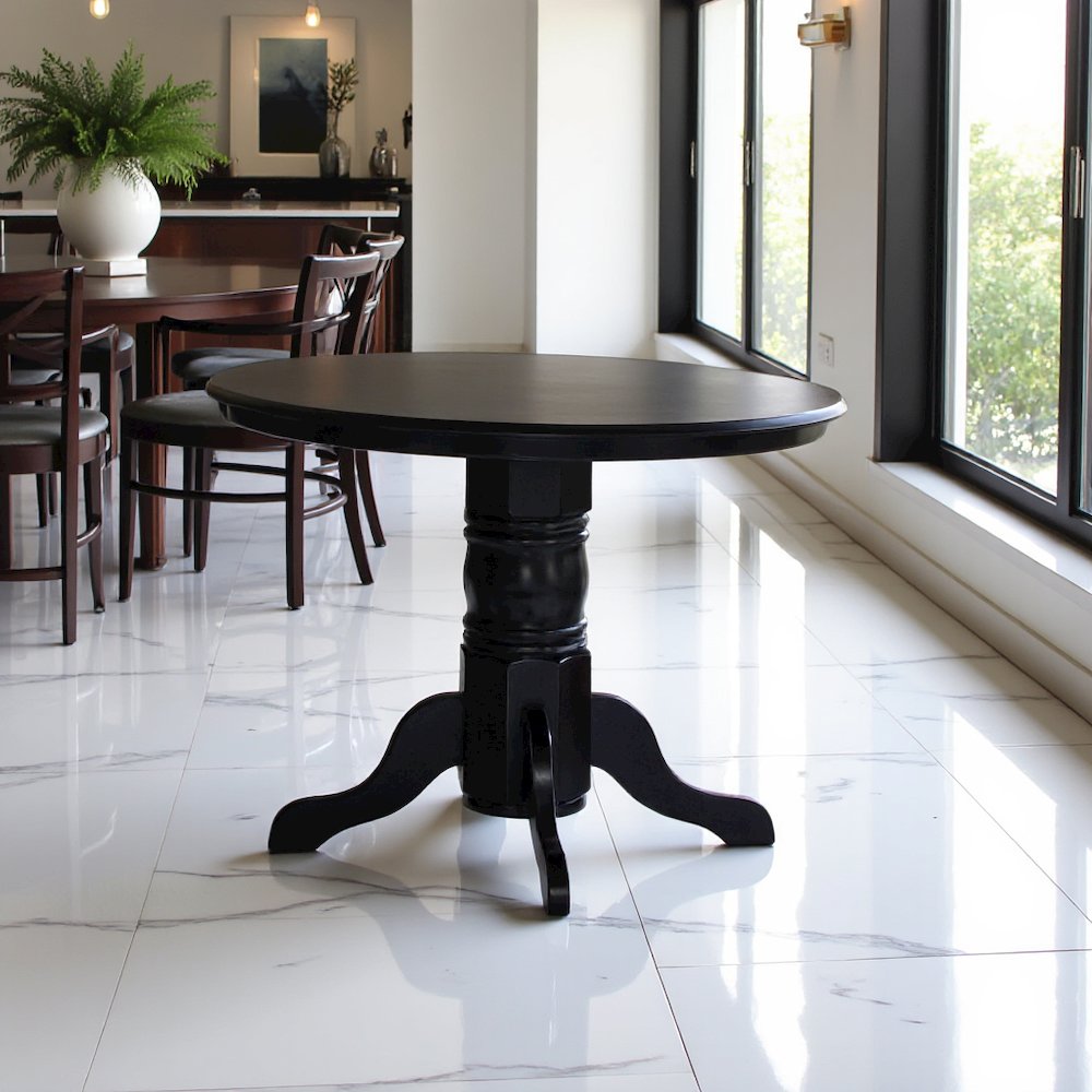 Elegant Round Kitchen Table – 42-Inch Black Small Dining Table