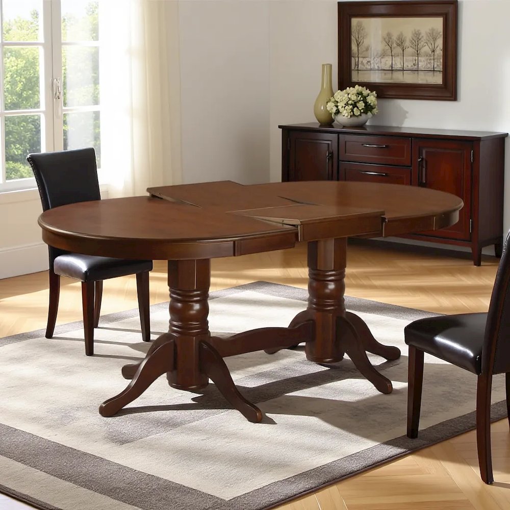 Elegant Oval Dining Table – Solid Wood Round Dining Table for 6