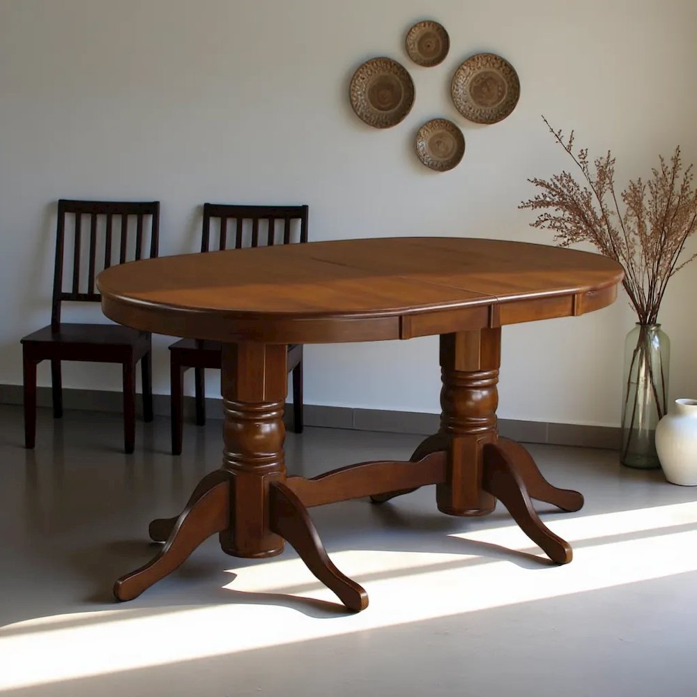 Elegant Oval Dining Table – Solid Wood Round Dining Table for 6