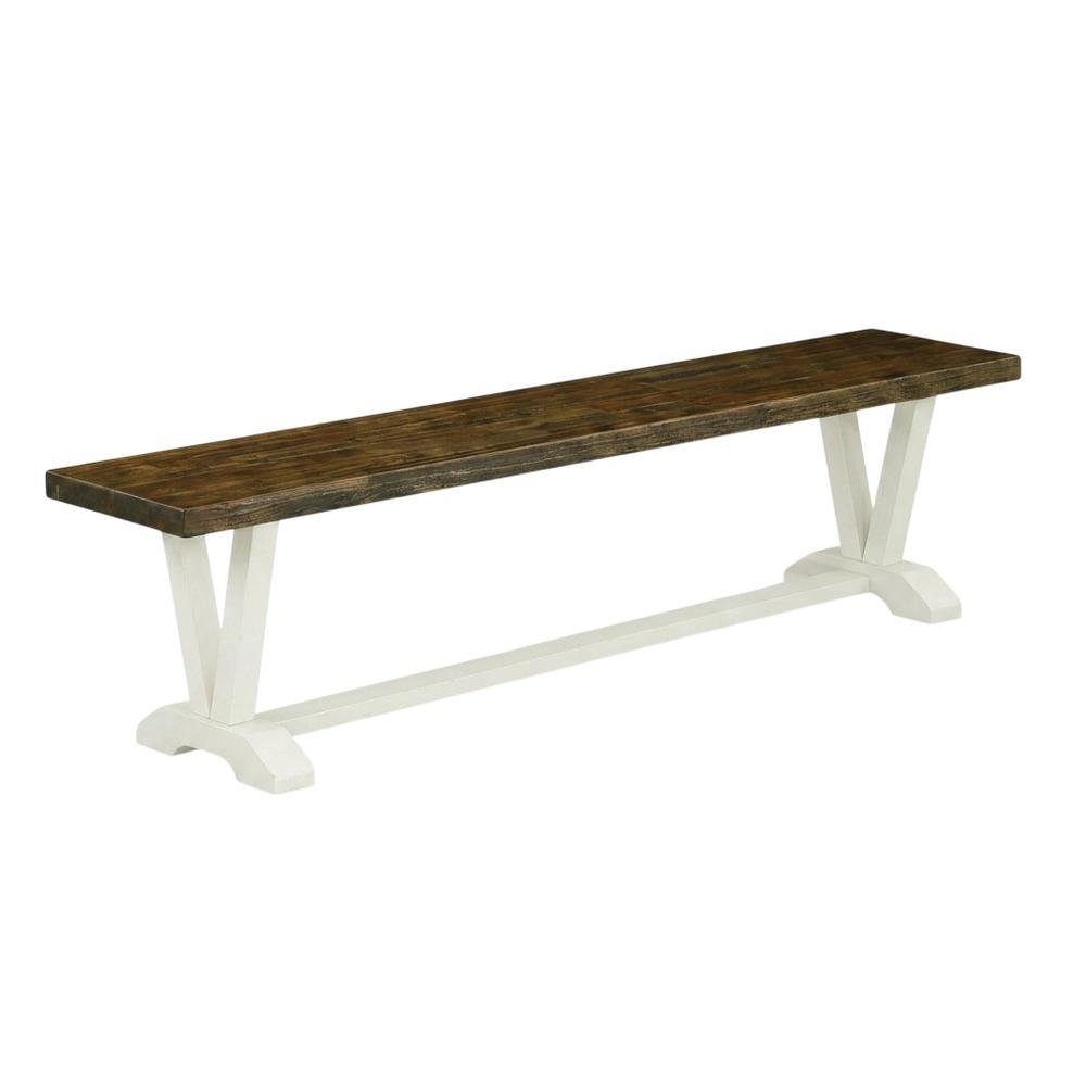 Wooden Dining Bench with V-Style Base, Indoor Bench