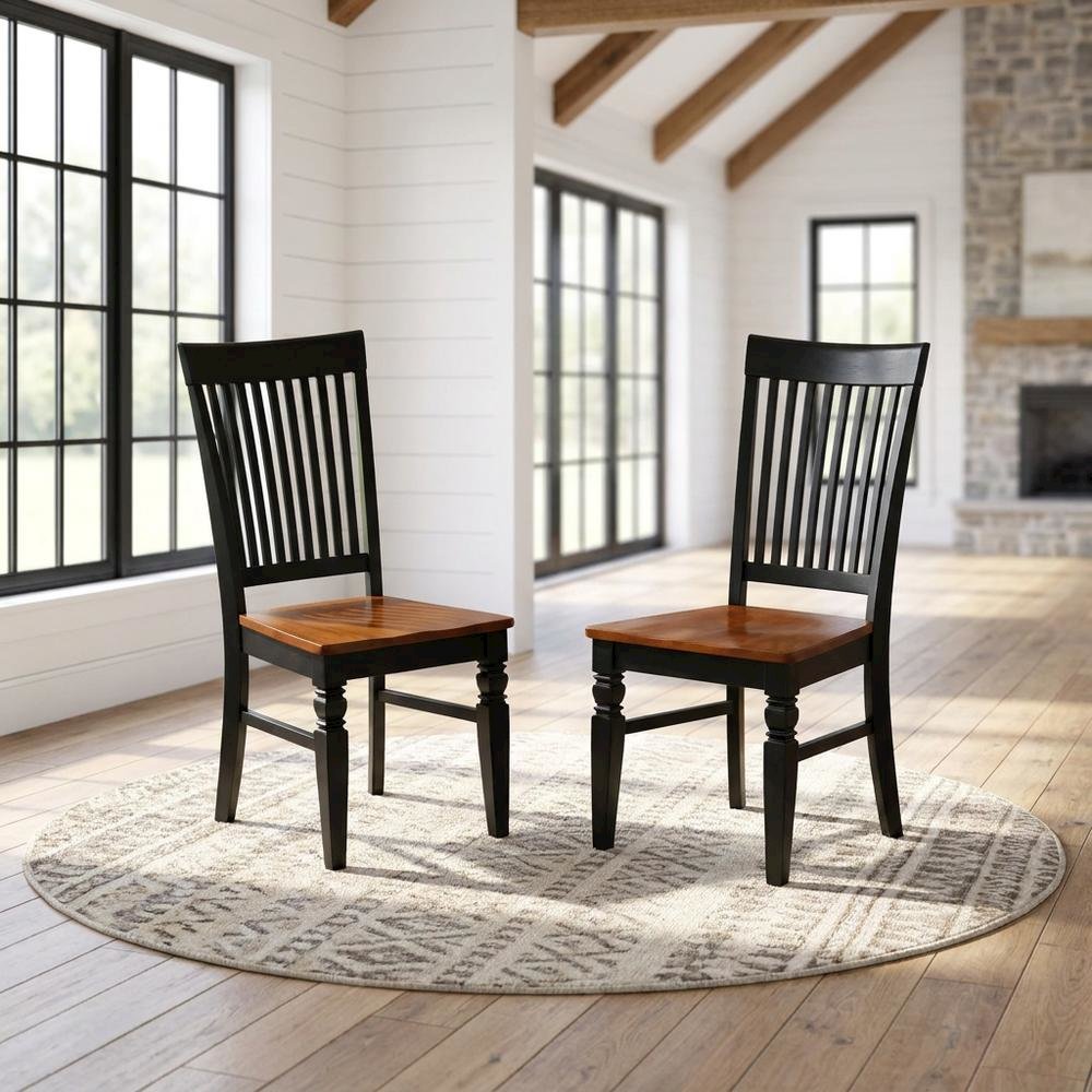 Wooden Dining Chair with Cherry Finish, Kitchen Chair for Dining Room Table, Set of 2