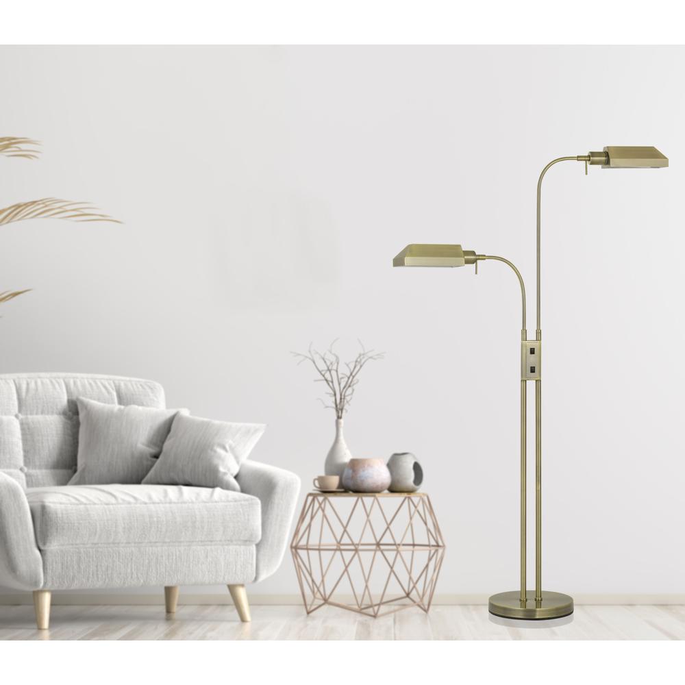 60W X 2 Pharmacy Dual Height Floor Lamp With On Off Rocker Switch