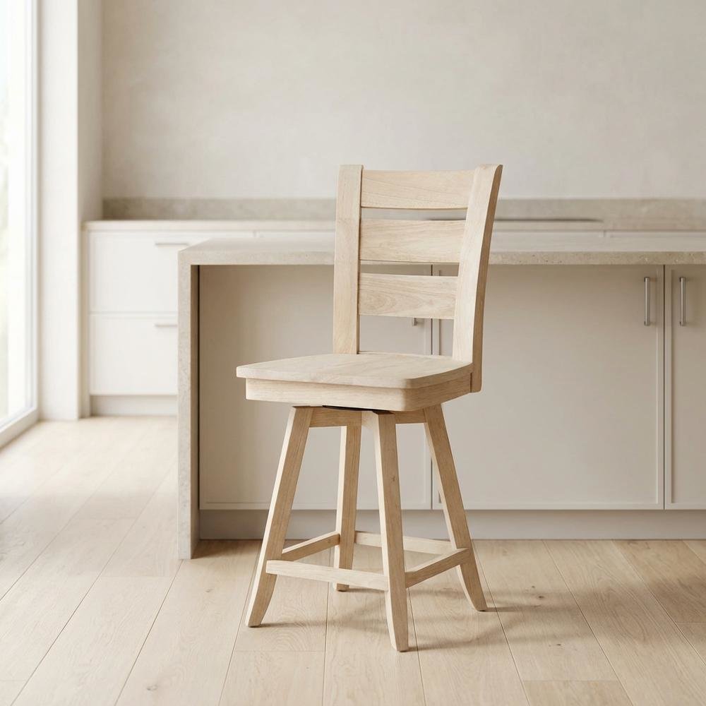 Unfinished Counter Height Stool with Swivel and Auto Return for Kitchen Bar