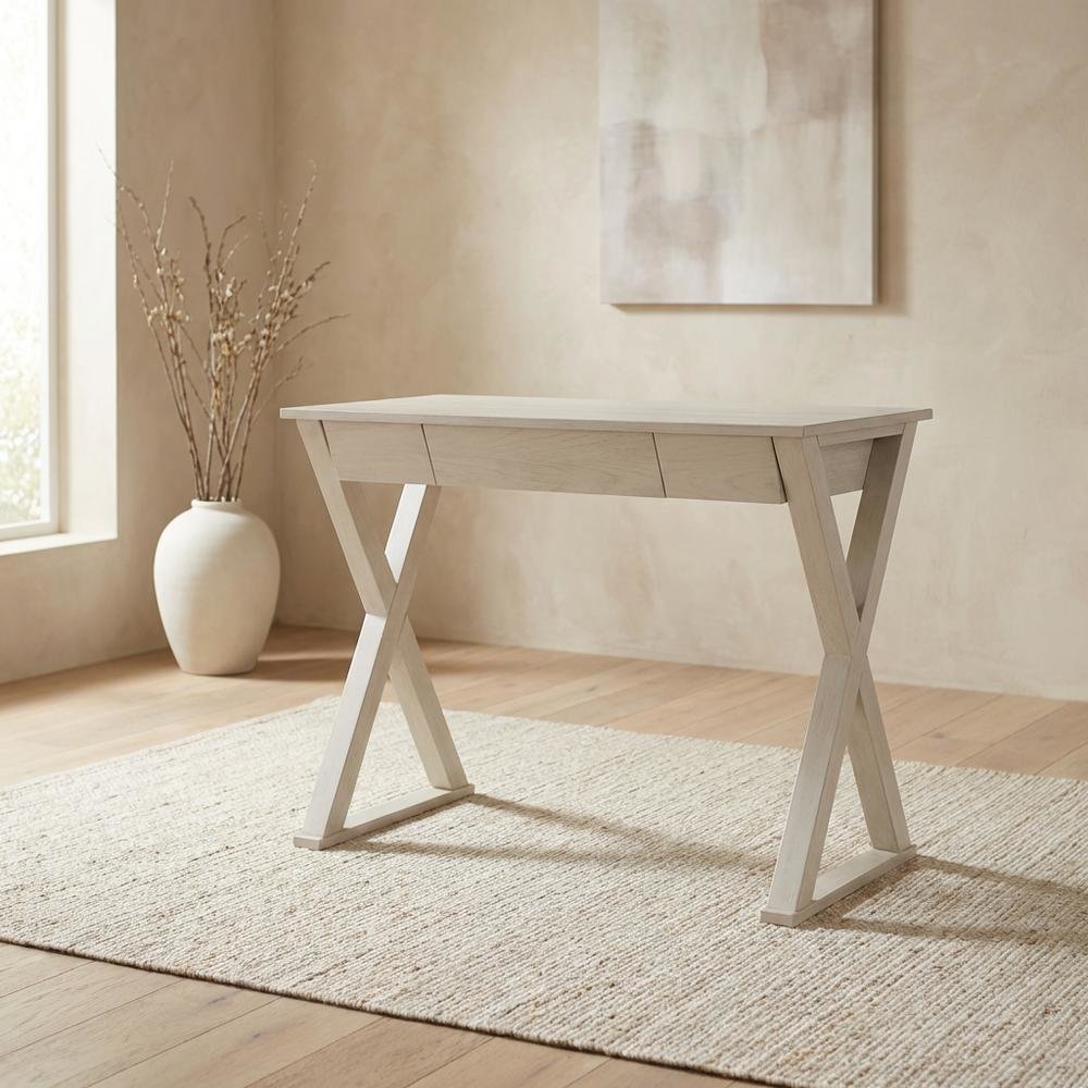 Wooden Desk in Natural Finish, Spacious Work Surface