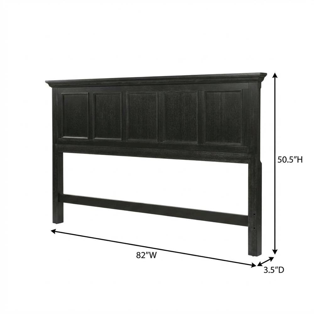 Rustic Black King Bed Headboard, Mahogany, Steel Frame for Farmhouse Décor