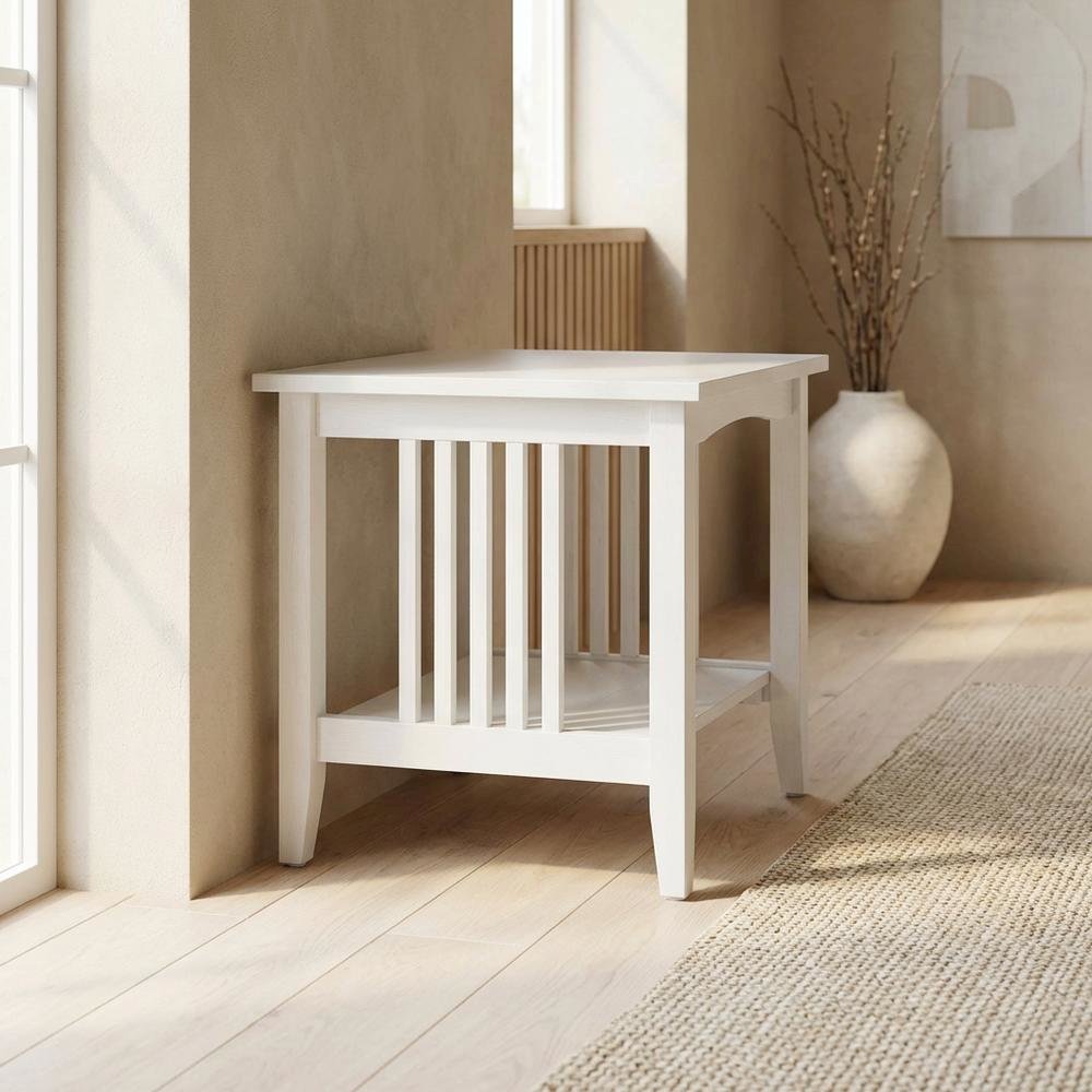 White Finish End Table with Modern Design and Smooth Surface