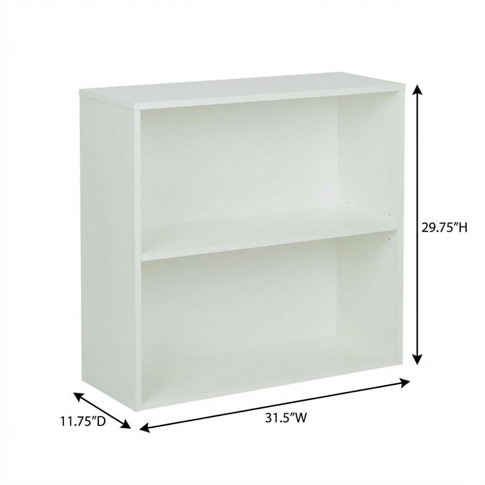 White 2-Shelf Bookcase with Laminate and Metal Construction for Home Storage