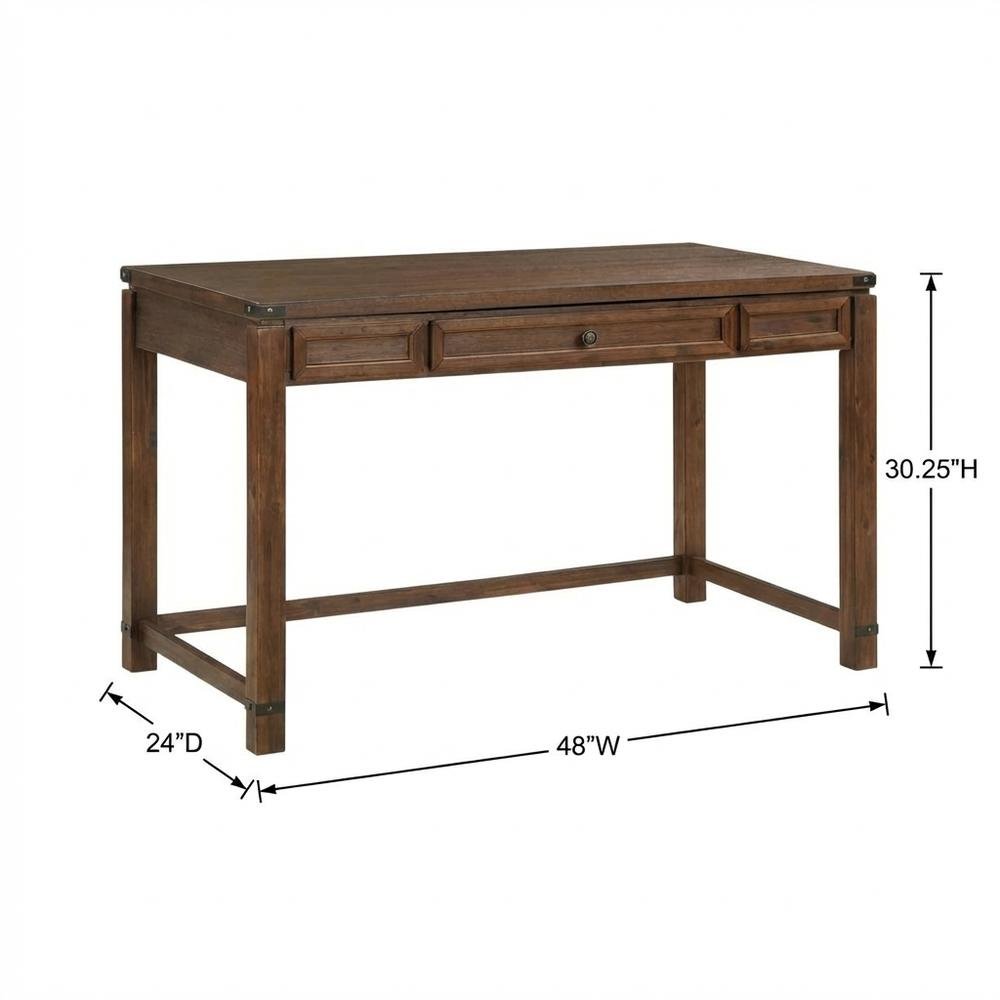 Wooden Lift Desk with Brushed Walnut Finish and Traditional Design
