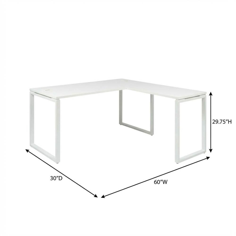 White L-Shape Workstation with Steel Frame and Particle Board Surface