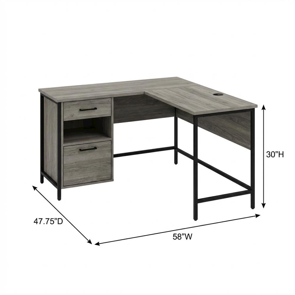Wooden Desk with Hutch in Natural Finish, Spacious and Sturdy