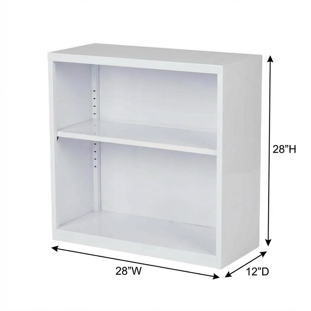 White steel bookcase with durable construction and clean design for home storage