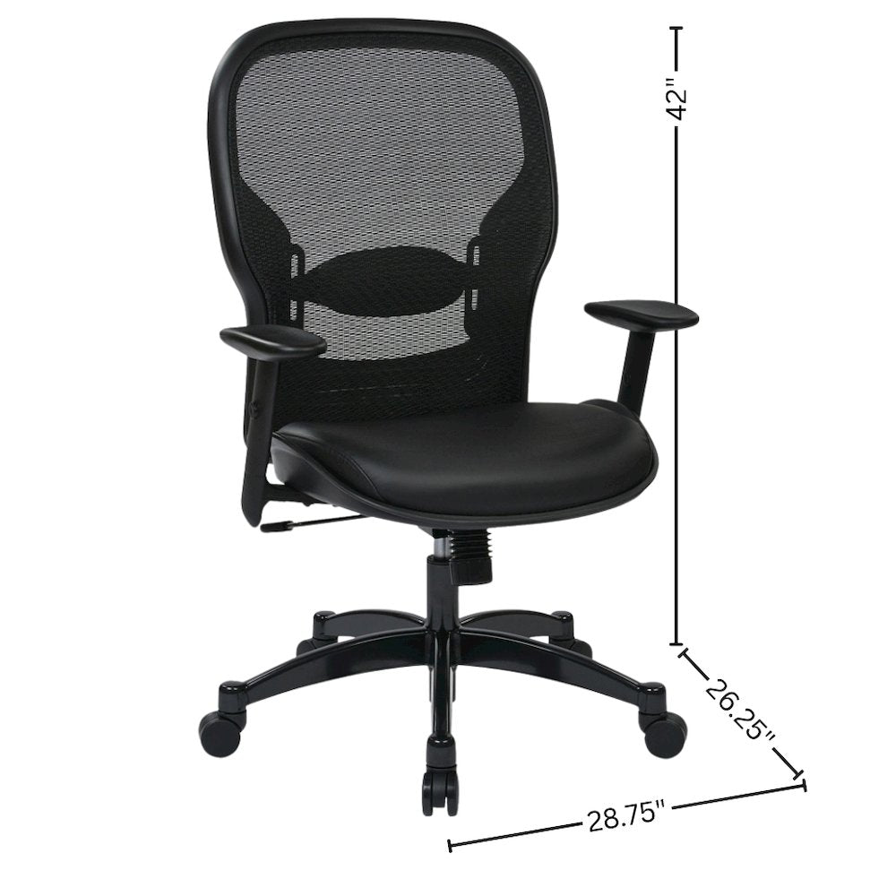 Ergonomic Office Chair – Black Leather Desk Chair for Home Office Use