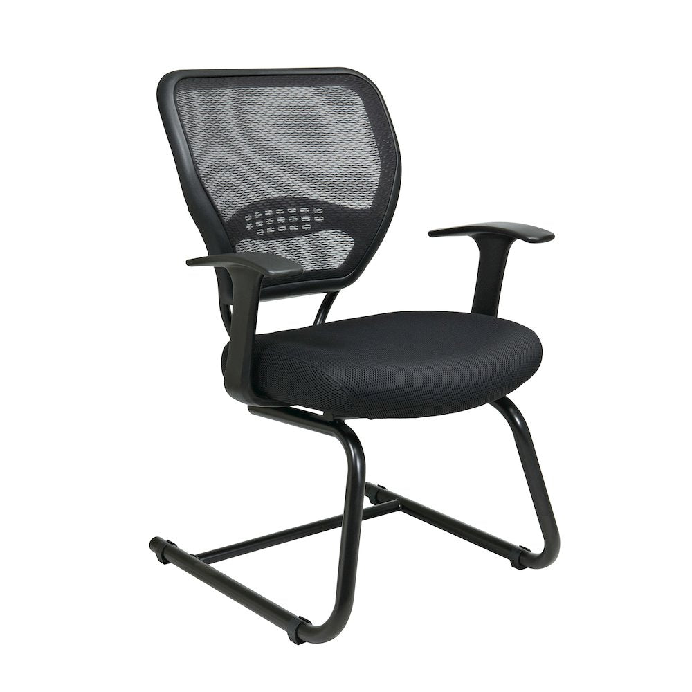 Office Star Professional Air Grid Back Visitors Chair - Black Seat - Sled Base - Black - 1 Each