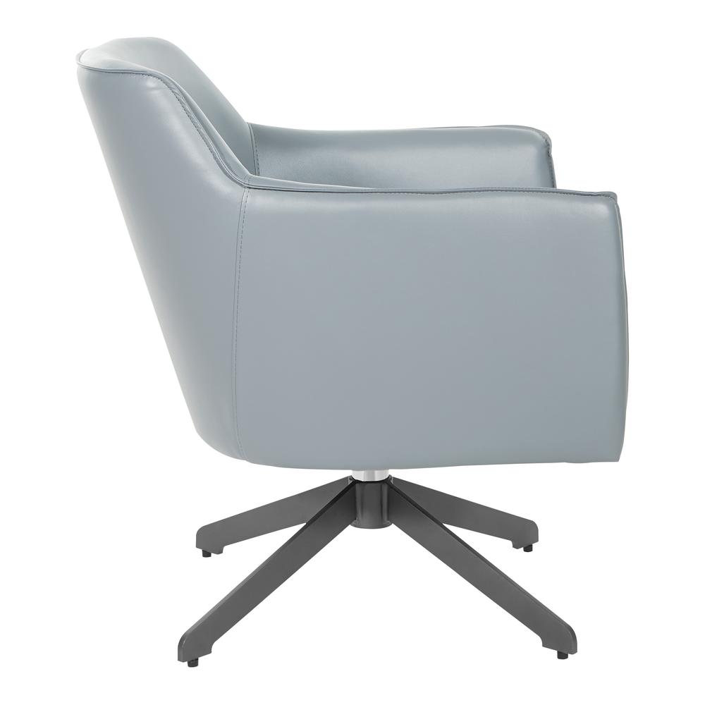 Faux Leather Guest Chair in Charcoal Grey Faux Leather with Black Base, FLH5974BK-U42