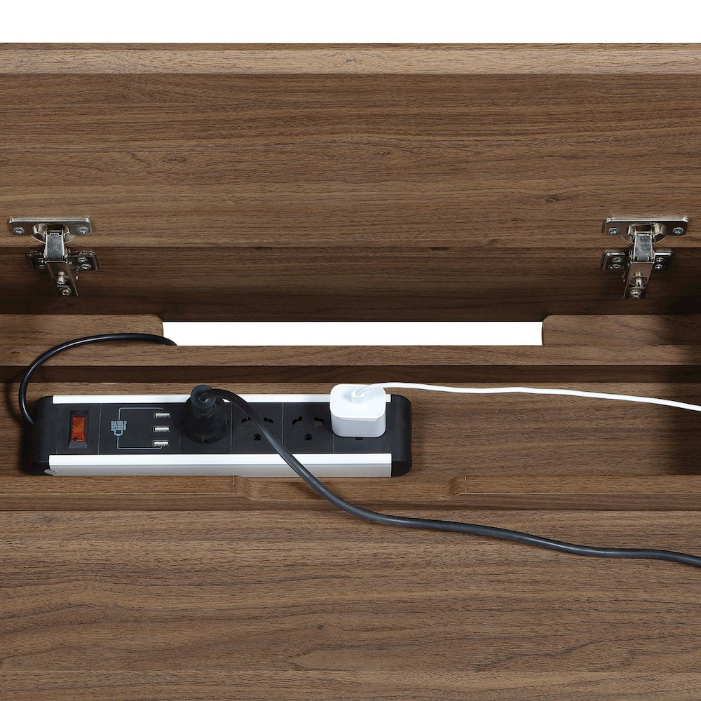Angelina Desk with Shelf Storage Hutch with Majestic Walnut Finish