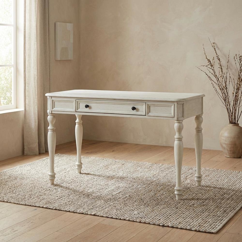 Classic White Desk with Ample Storage and Durable MDF Construction