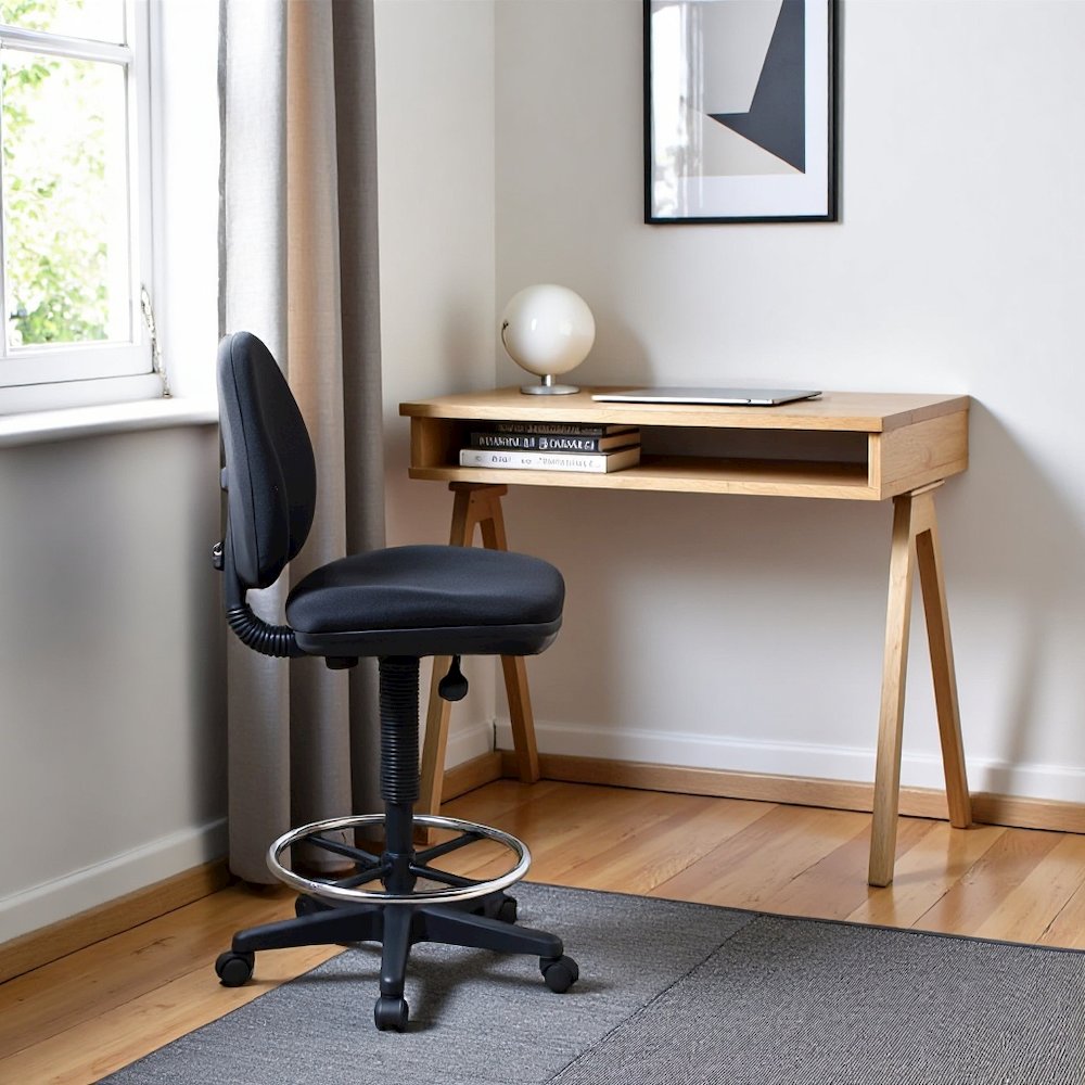Tall Black Drafting Chair – High Office Chair With Sculptured Support