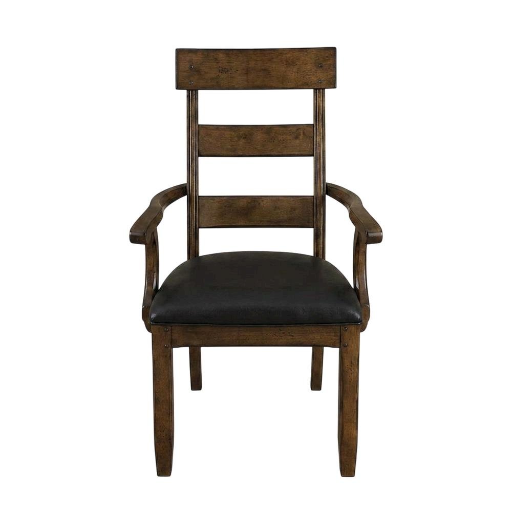 Distressed Mango Armchair with Upholstered Seat and Updated Lodge Style