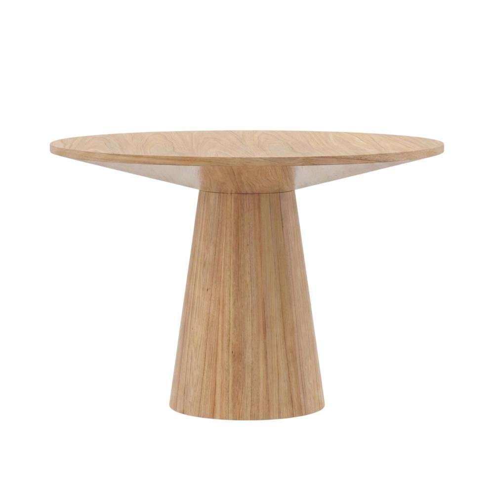 Natural Round Dining Table, Mid-Century Modern Style, Seats 4