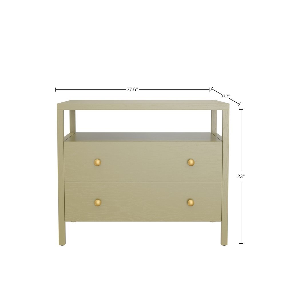 Modern Farmhouse Nightstand with Drawer Rubberwood Solids Oak Veneer