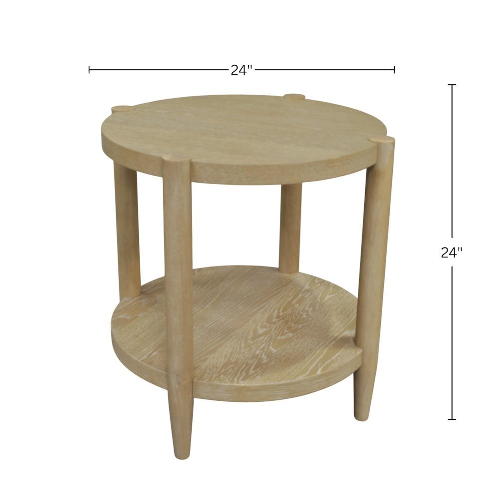 Light Wood Round End Table with Modern Contemporary Design