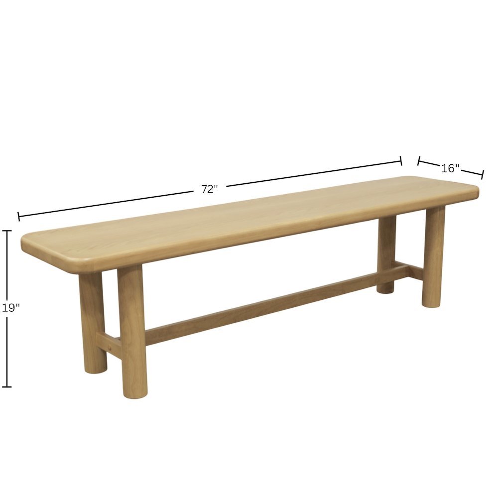 Light Oak Modern Dining Bench with Open Leg Space and Sleek Design