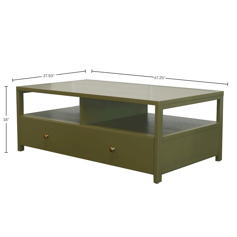 Olive Cocktail Table with Drawer Modern Farmhouse Design Solid Build
