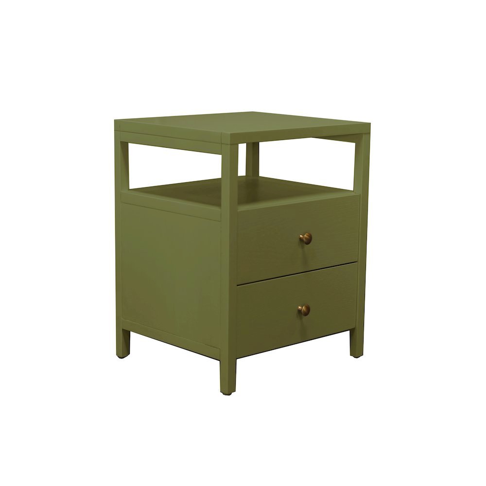 Olive Finish End Table with Drawer and Modern Farmhouse Design