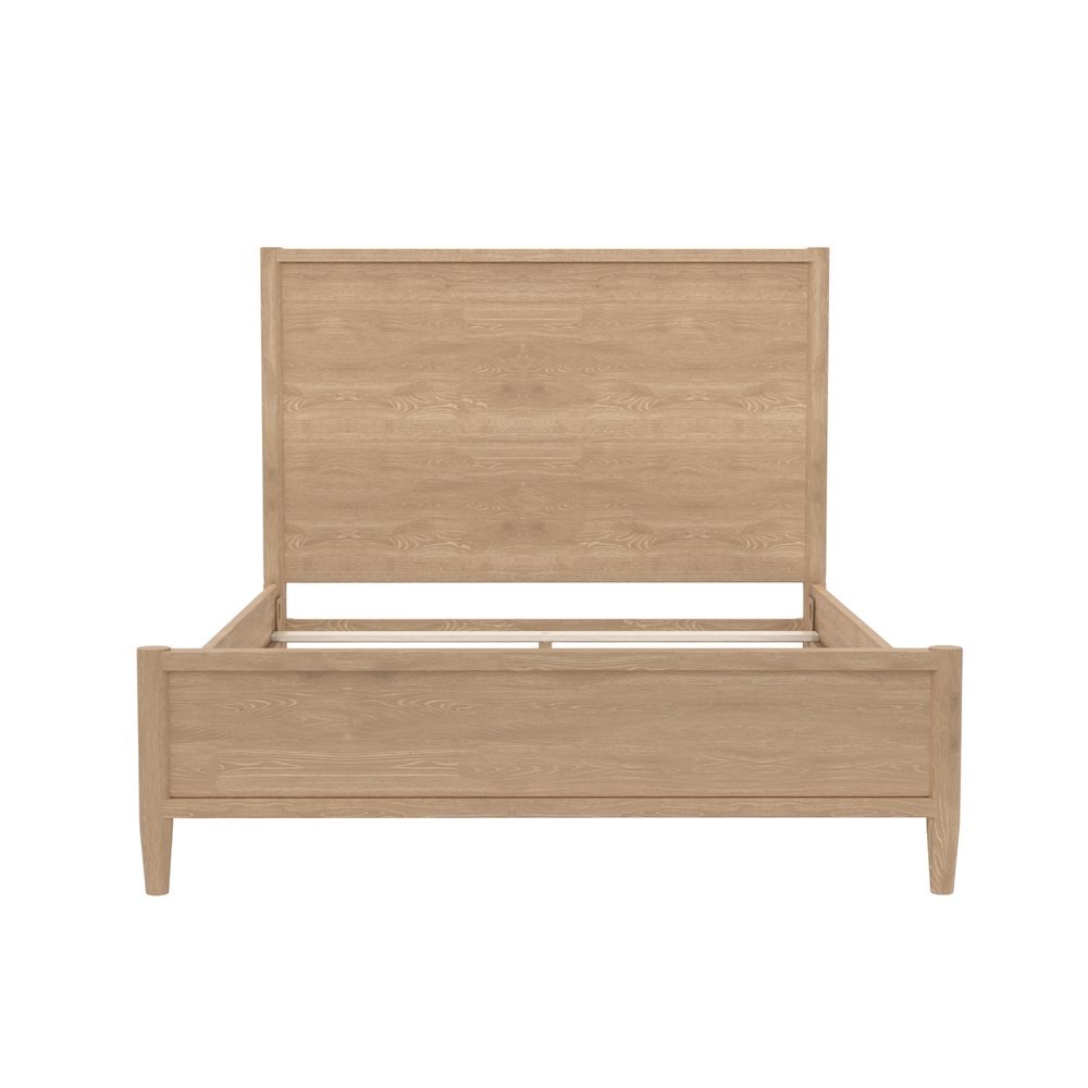 Queen Panel Bed Wood-Tone Modern Contemporary Design Solid Wood Frame