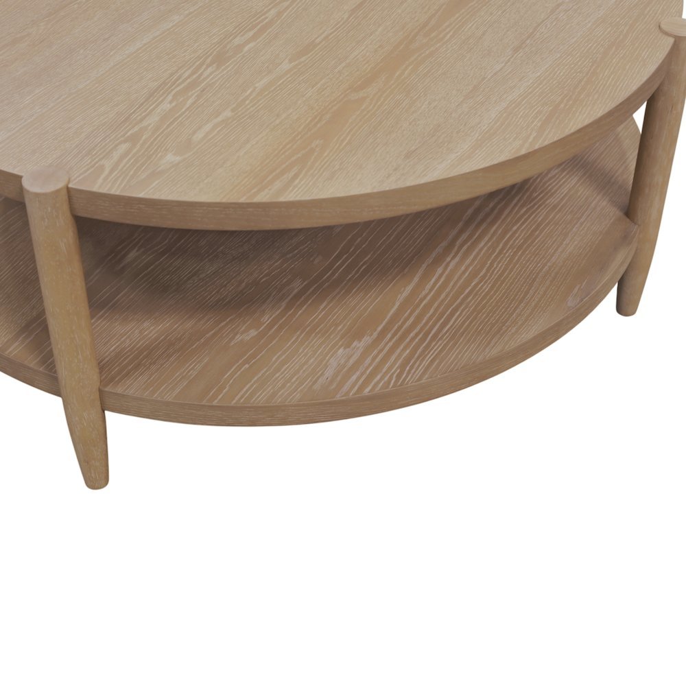 Neutral Round Coffee Table with Modern Contemporary Design and Sturdy Build
