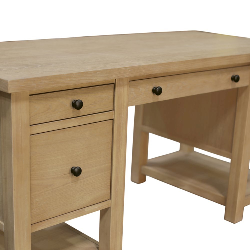 Light Wood Office Desk with Modern Farmhouse Style and Spacious Work Surface