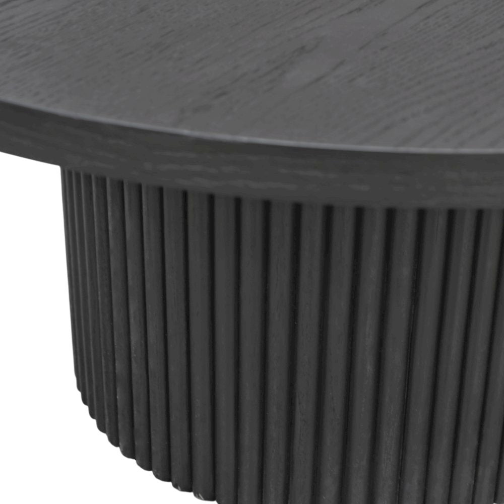 Black Round Cocktail Table with Modern Design and Sturdy Base Finish