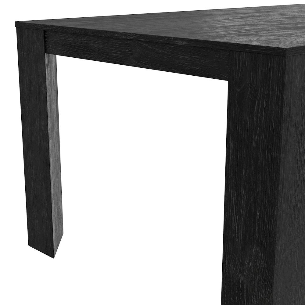 Extension Dining Table Black Adjustable Height with Sturdy Legs