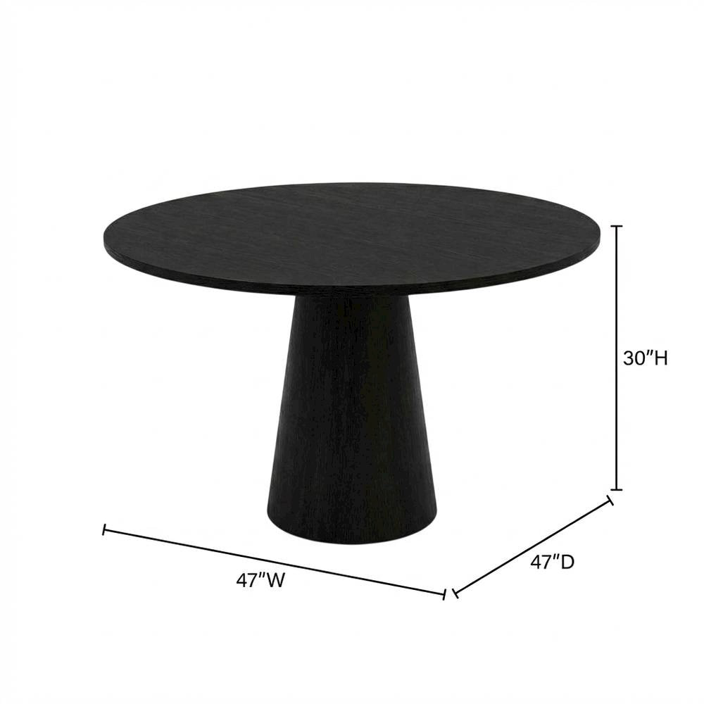 Black Round Dining Table, Mid-Century Modern Style, Seats 4