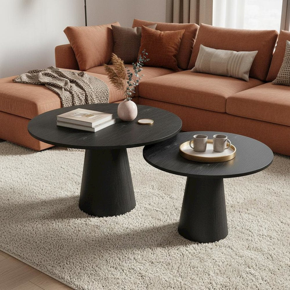 Black Modern Coffee Table with Floor Clearance and Sturdy Legs 22 Inch