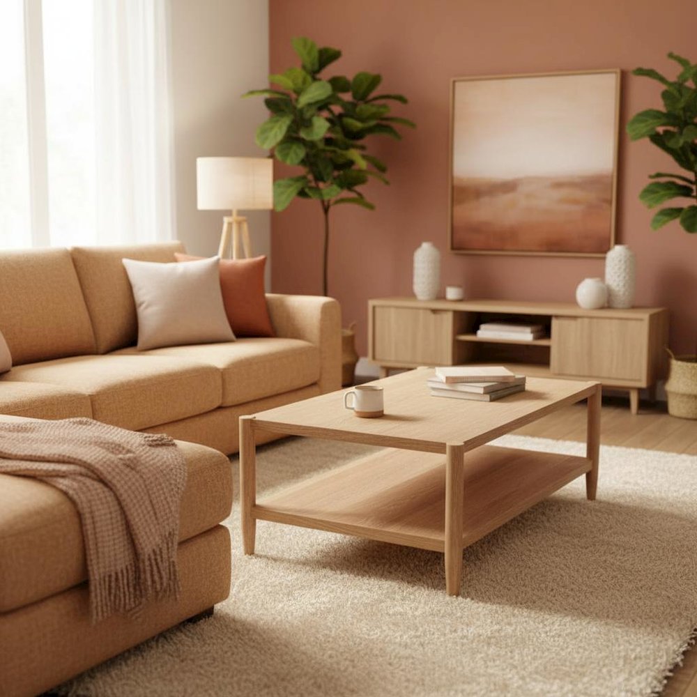 Rectangular Nature-Inspired Coffee Table with Modern Contemporary Design