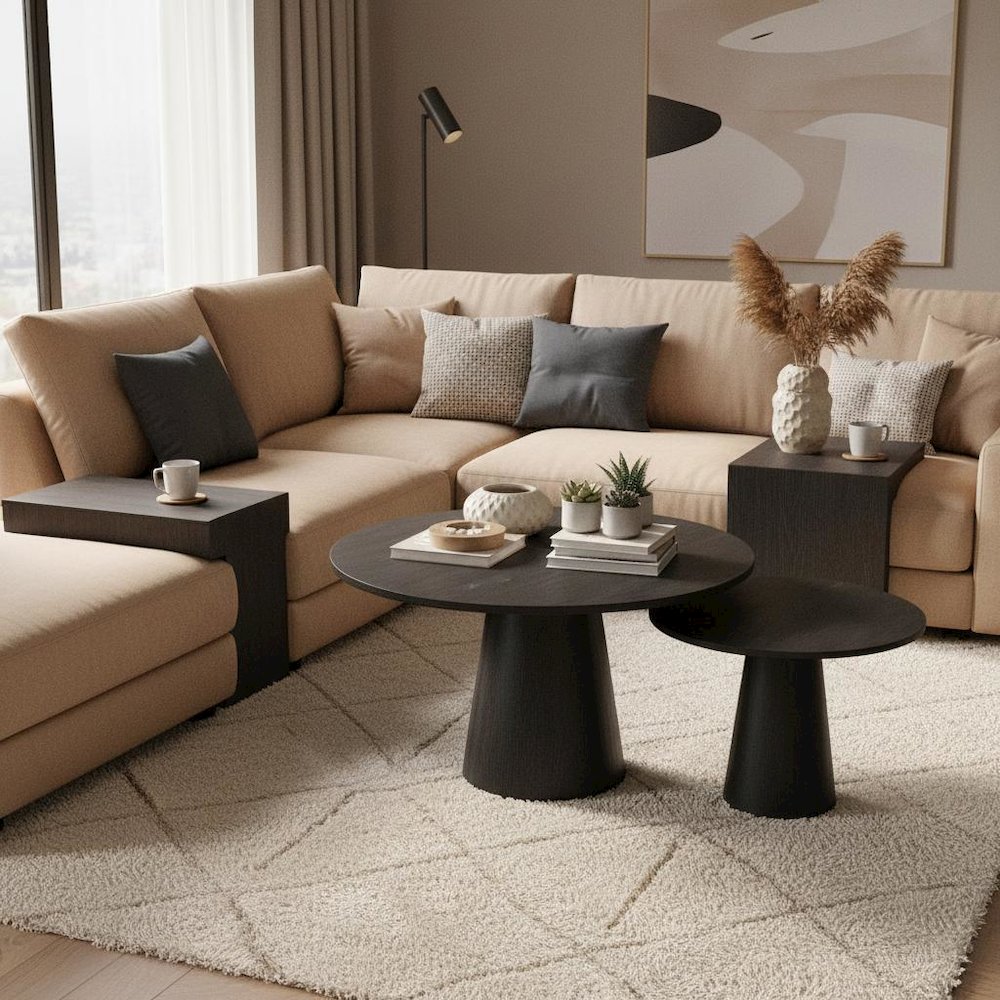 Black Modern Coffee Table with Open Leg Design and Sturdy Construction