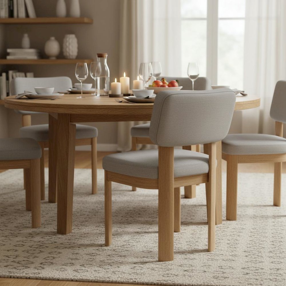 Light Oak Side Chairs Set of 2 with Upholstered Seats and Modern Design