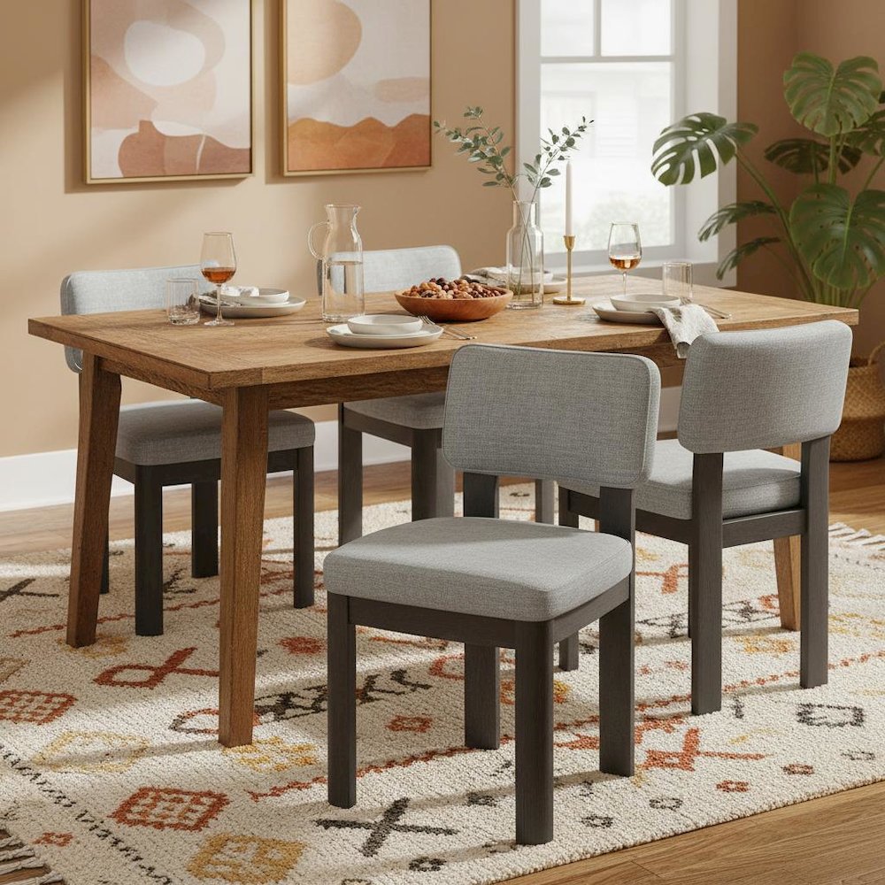 Black Upholstered Side Chairs Set of 2 with Modern Design