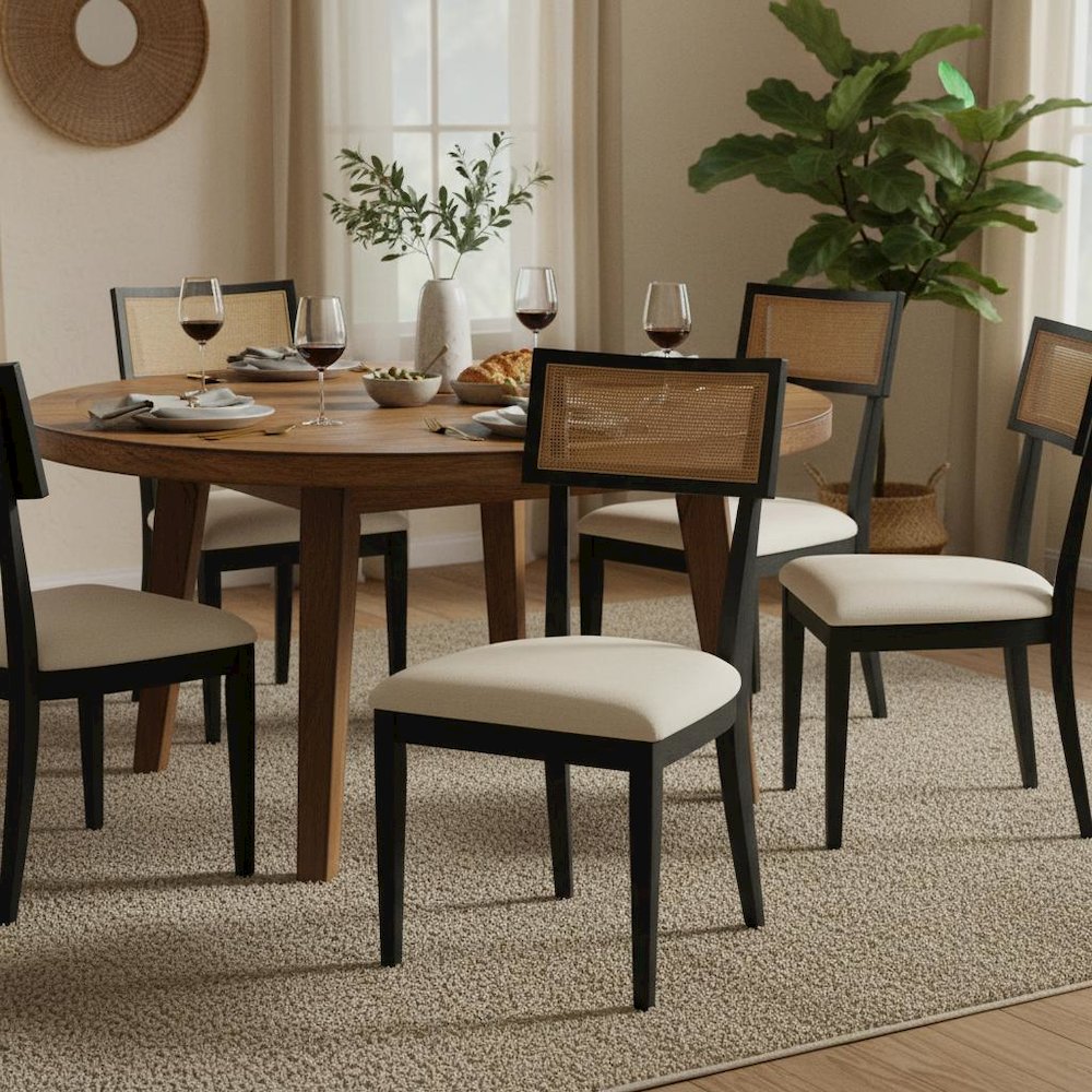 Transitional Upholstered Side Chairs Set of 2 with Cushioned Seats