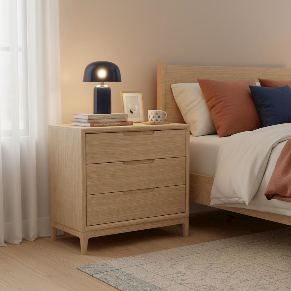 Light Oak Accent Chest with Modern Design and Spacious Drawer Storage