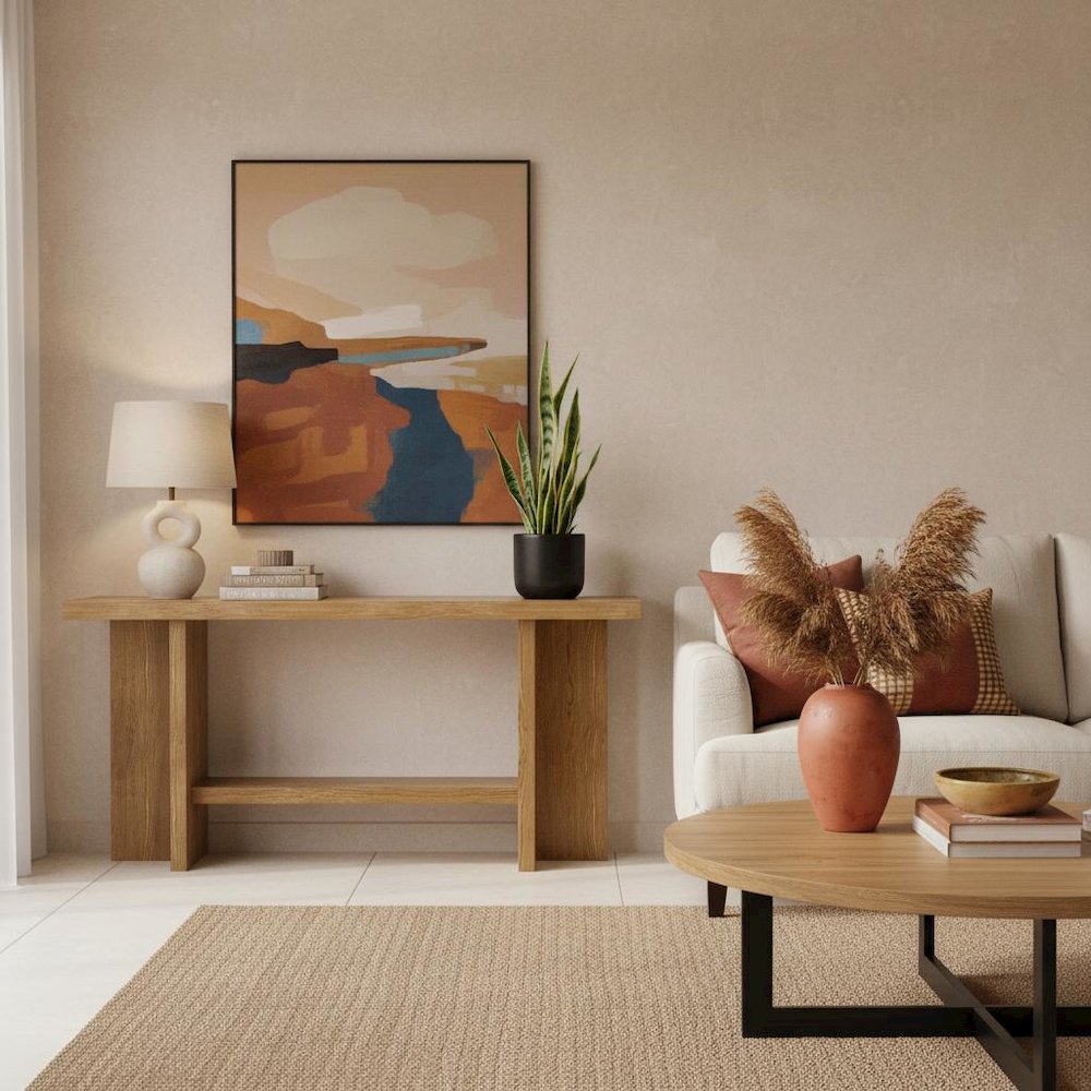 Oak Console Table Modern Rustic Design with Sturdy Construction