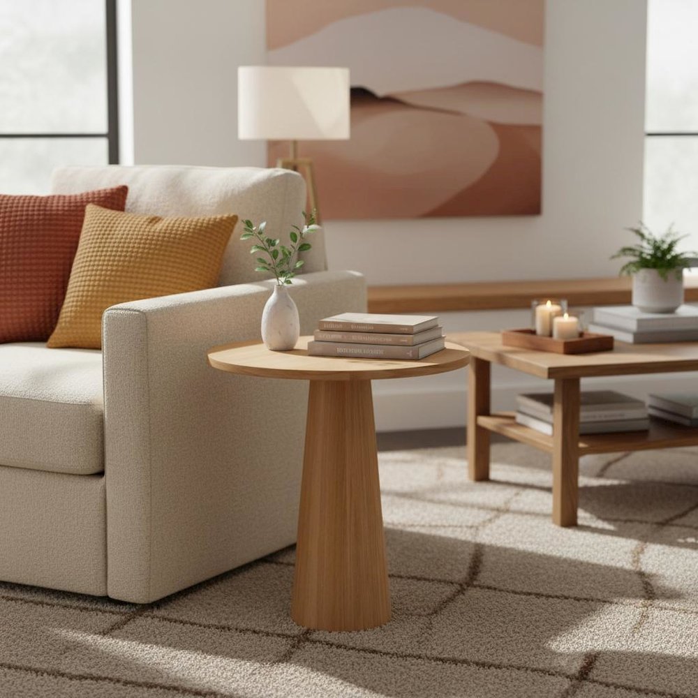 Wood-Tone End Table with Modern Design and Sturdy Construction