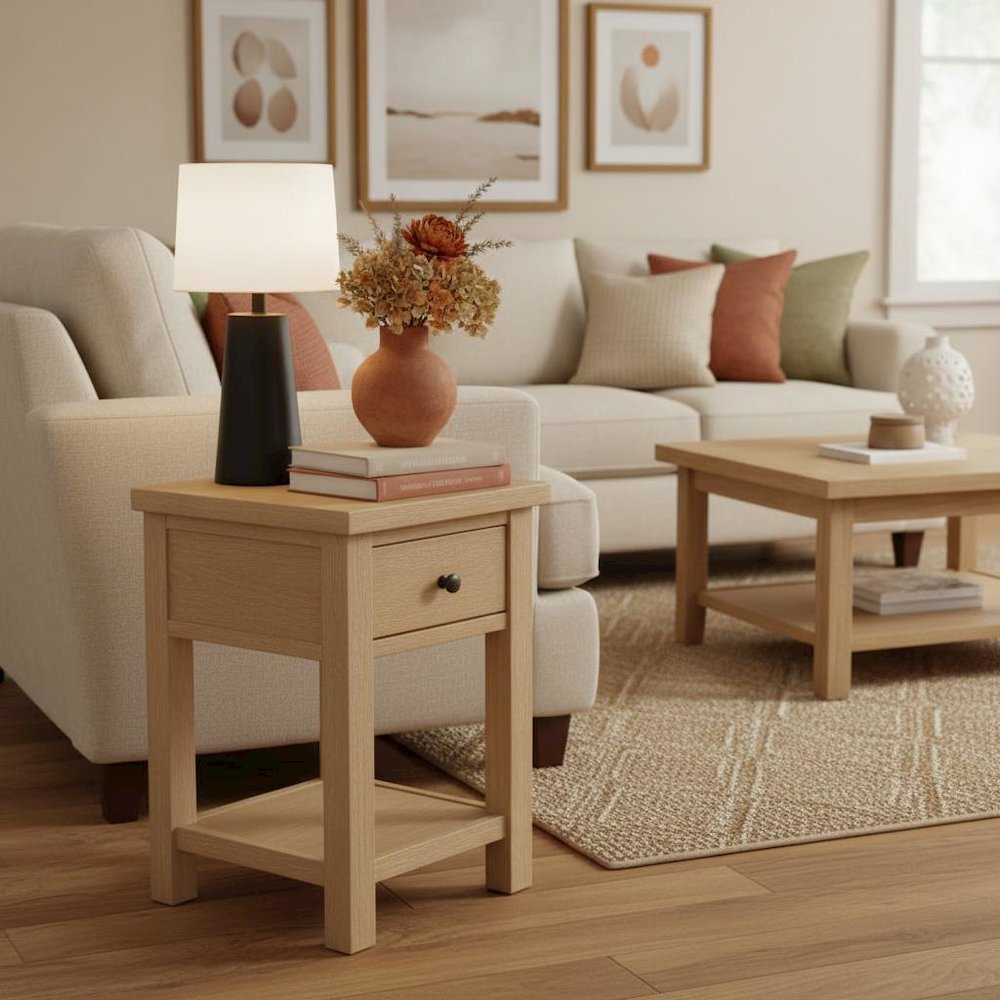 Modern Farmhouse End Table with Sturdy Construction and Versatile Design