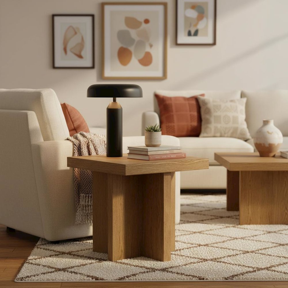 Oak End Table with Modern Rustic Design and Sturdy Wood Construction